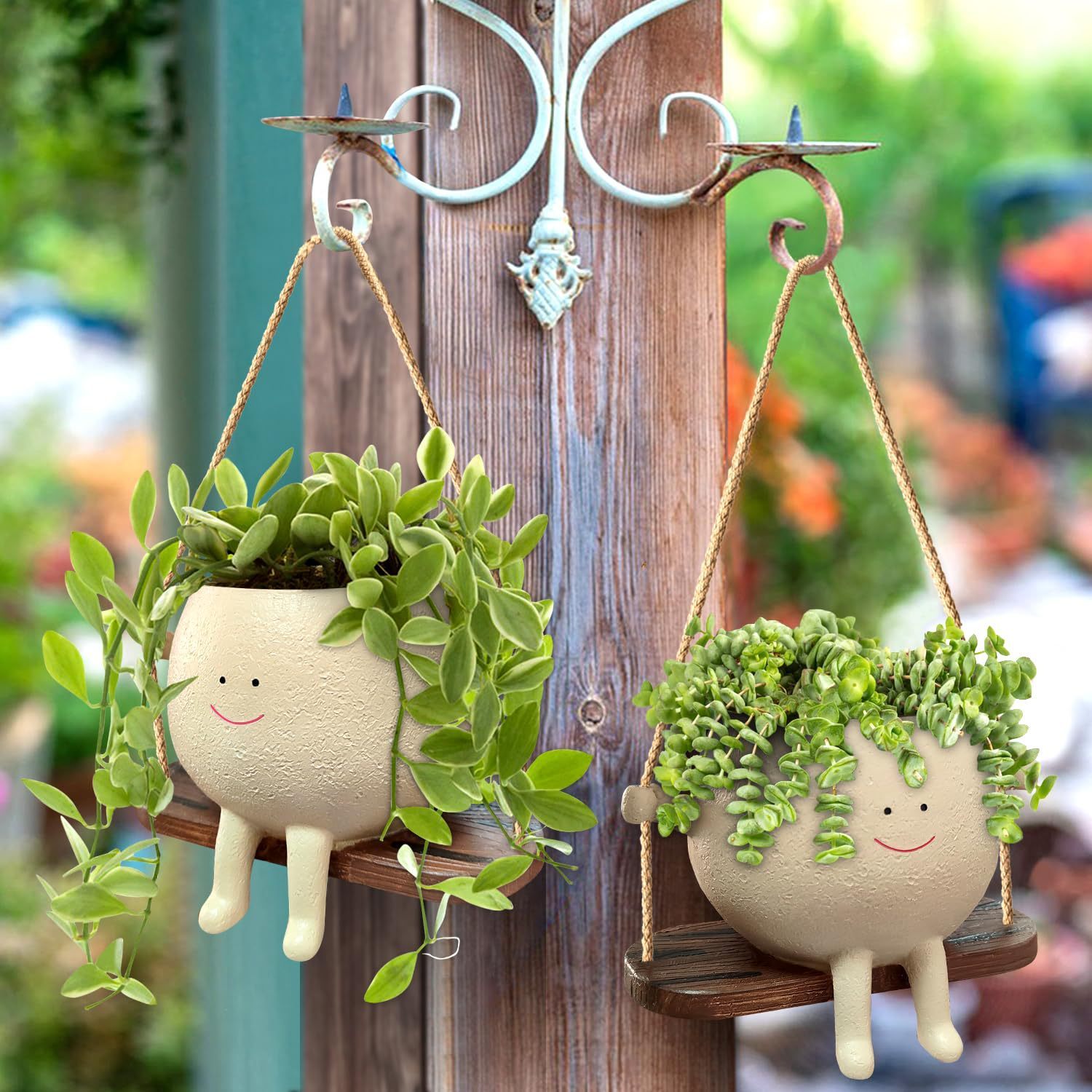 Plant Hanger Baskets | Lovely Swing Face Planter Pot | Succulent Flower Pots | Balcony Wall Hanging Planter